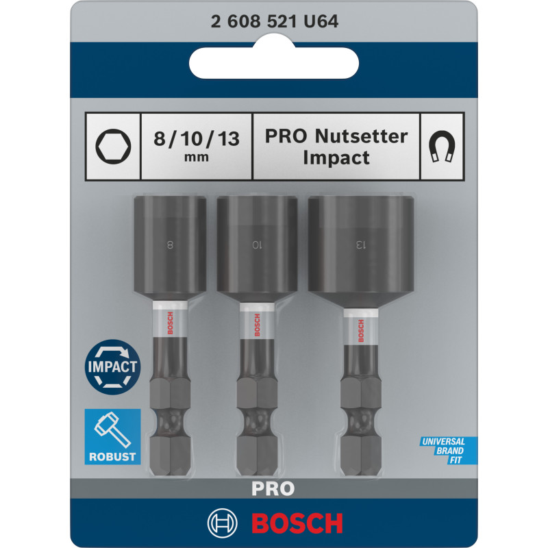 Douilles Pro Nutsetter Impact, 8 X 50, 10 X 50, 13 X 50 mm, 3 Pièces