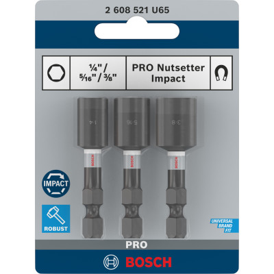 Douilles Pro Nutsetter Impact, 1/4" X 50 mm, 5/16" X 50 mm, 3/8" X 50 mm, 1 7/8"
