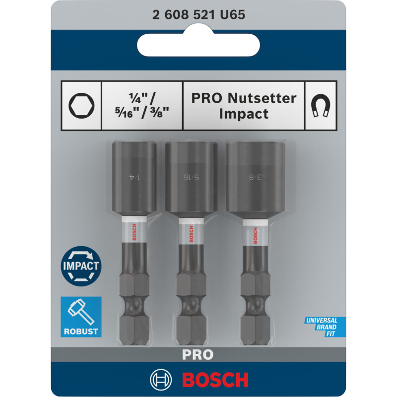 Douilles Pro Nutsetter Impact, 1/4" X 50 mm, 5/16" X 50 mm, 3/8" X 50 mm, 1 7/8"