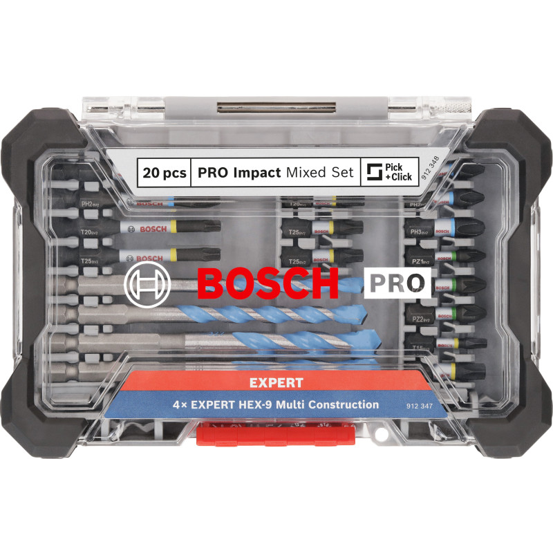 Coffret Mixte Vissage Et Perçage Multi-Construction Pro Impact, 20 Pièces