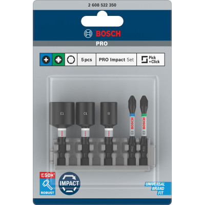 Pro Impact Set Avec Douilles Et Insert Pick And Click, Ph2 Pz2 Ns8 mm Ns10 mm