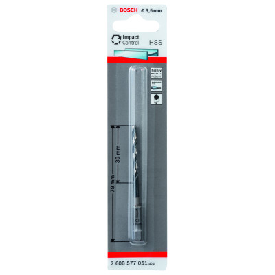 Foret Hélicoïdal HSS À Queue Six Pans 3,5 mm 3.5 X 39 X 79 mm Pack De 1