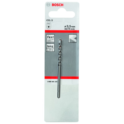 Forets À Béton Cyl-3 3,5 X 40 X 70 mm, D 3,3 mm Pack De 1