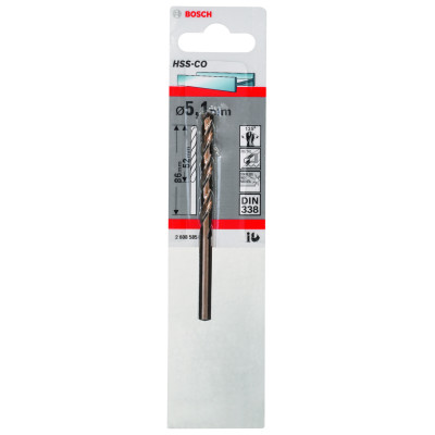 Forets À Métaux Rectifiés HSS-CO, Din 338 5,1 X 52 X 86 mm Pack De 1