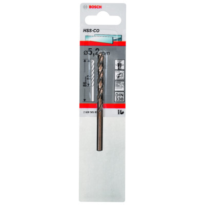 Forets À Métaux Rectifiés HSS-CO, Din 338 5,2 X 52 X 86 mm Pack De 1