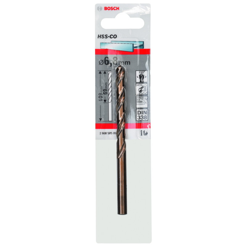 Forets À Métaux Rectifiés HSS-CO, Din 338 6,8 X 69 X 109 mm Pack De 1