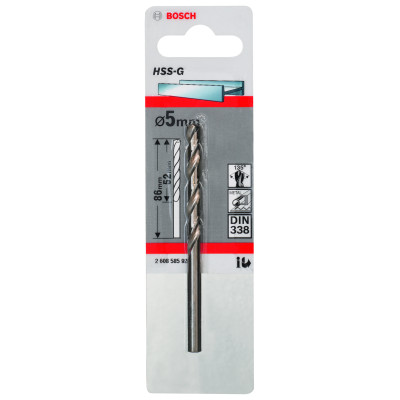 Forets À Métaux Rectifiés HSS-G, Din 338 5 X 52 X 86 mm Pack De 1