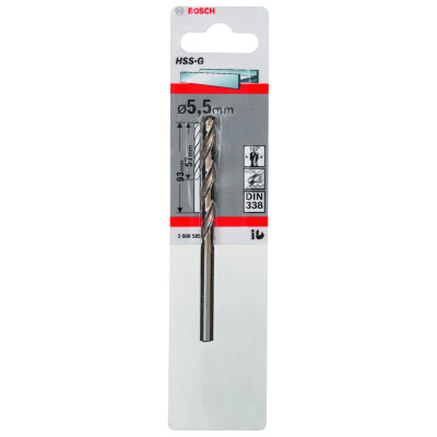 Forets À Métaux Rectifiés HSS-G, Din 338 5,5 X 57 X 93 mm Pack De 1