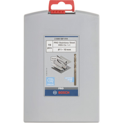 Coffret De Forets Hélicoïdaux Pro Stainless Steel HSS-CO, 19 Pièces Conçu Pour