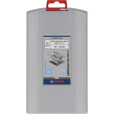 Coffret De Forets Hélicoïdaux Pro Stainless Steel HSS-CO, 25 Pièces Conçu Pour