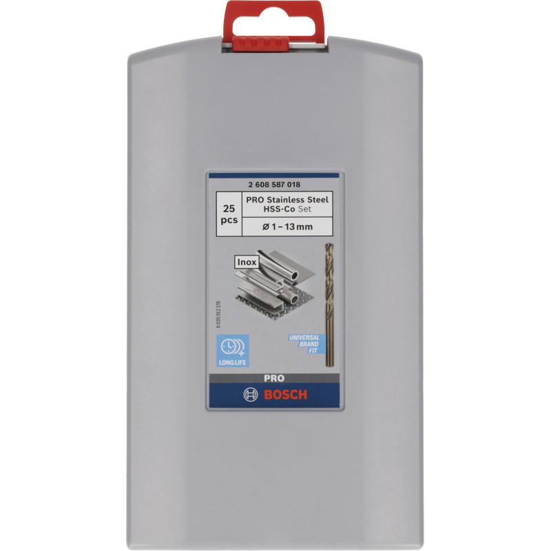 Coffret De Forets Hélicoïdaux Pro Stainless Steel HSS-CO, 25 Pièces Conçu Pour