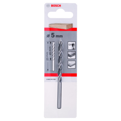 Mèches Hélicoïdales À Bois Standard 5 X 52 X 86 mm, D 5 mm Pack De 1