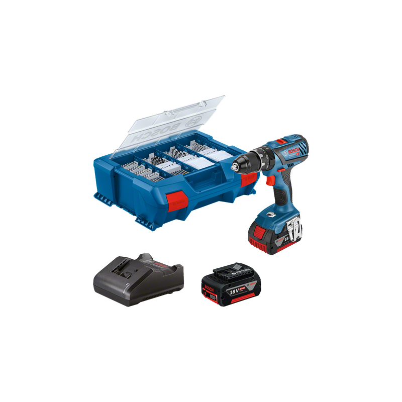 Perceuse À Percussion Gsb 18V-28 2 Batteries 4,0Ah + Gal 18V-20 + 82 Acc En L-Ca