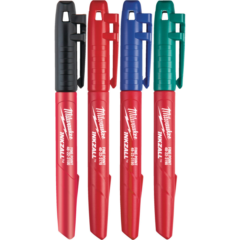 Set De 4 Marqueurs,Noir, Rouge, Bleu Et Vert-Milwaukee Outils À Main