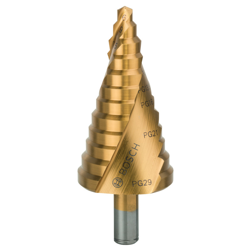 Mèche 12 ét. HSS-TiN PG7-21,6-37 mm