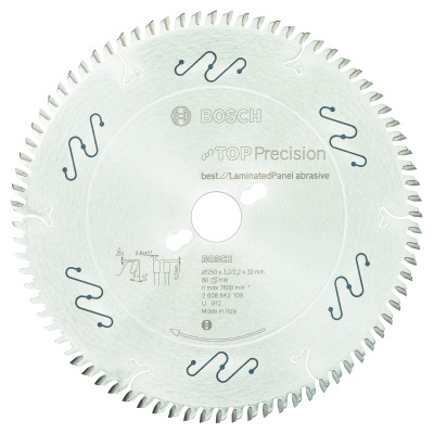 Lame scie circulaire Best Panneaux Laminés Abrasifs 250 x30 x3,2 mm 80D grain 80