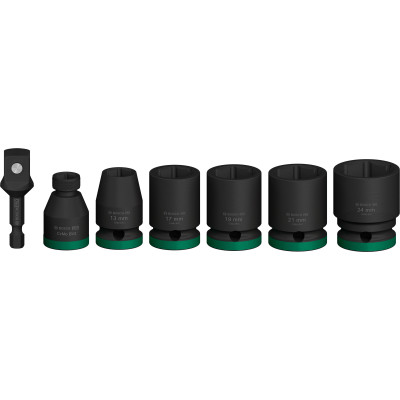 Set 5 Douilles Impact Pro M 13,17,19,21,24 39Mm 1/2", 2 Adaptateurs