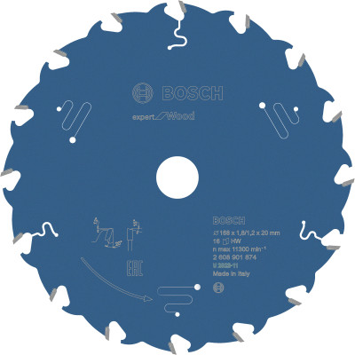 Lame scie circulaire EXPERT Bois 168 x20 x1,8 mm 16D