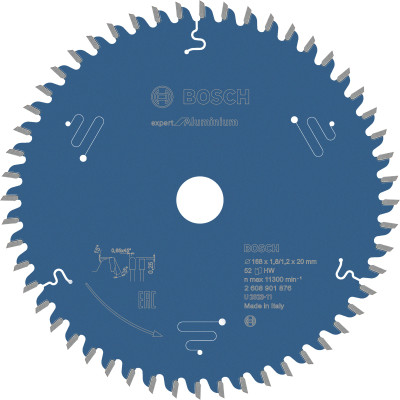 Lame scie circulaire EXPERT Aluminium 168 x20 x1,8 mm 52D