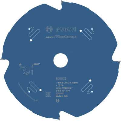Lame scie circulaire EXPERT Fibrociment 168 x20 x1,8 mm 4D