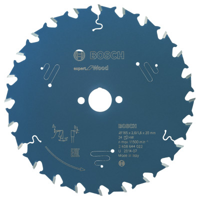 Lame scie circulaire EXPERT Bois 165 x20 x2,6 mm 24D