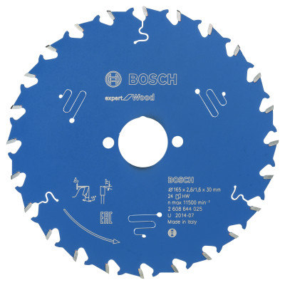 Lame scie circulaire EXPERT Bois 165 x30 x2,6 mm 24D