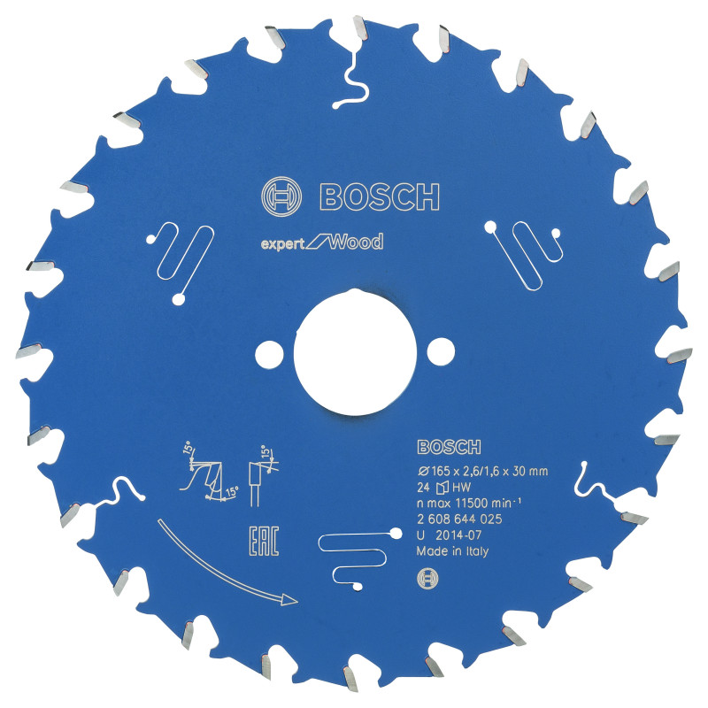 Lame scie circulaire EXPERT Bois 165 x30 x2,6 mm 24D