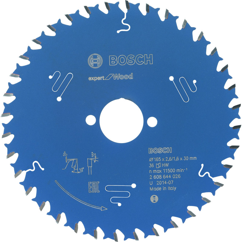 Lame scie circulaire EXPERT Bois 165 x30 x2,6 mm 36D