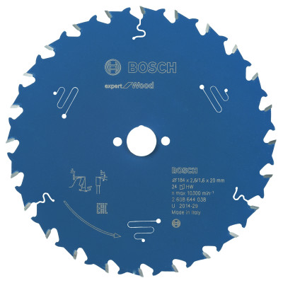 Lame scie circulaire EXPERT Bois 184 x20 x2,6 mm 24D