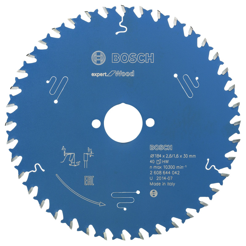 Lame scie circulaire EXPERT Bois 184 x30 x2,6 mm 40D
