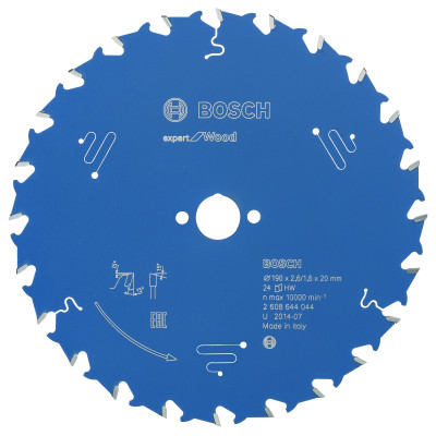 Lame scie circulaire EXPERT Bois 190 x20 x2,6 mm 24D