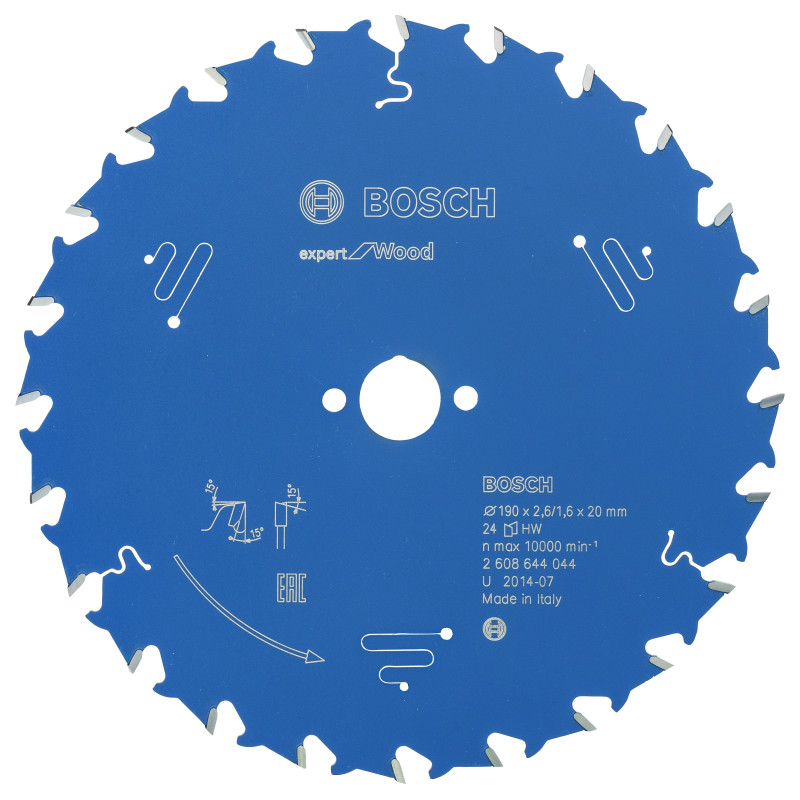 Lame scie circulaire EXPERT Bois 190 x20 x2,6 mm 24D