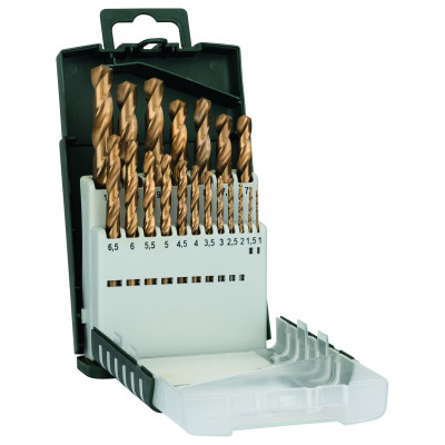 SET 19 FORETS HSS TITANE 1-10 mm x19