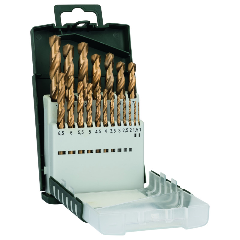 SET 19 FORETS HSS TITANE 1-10 mm x19