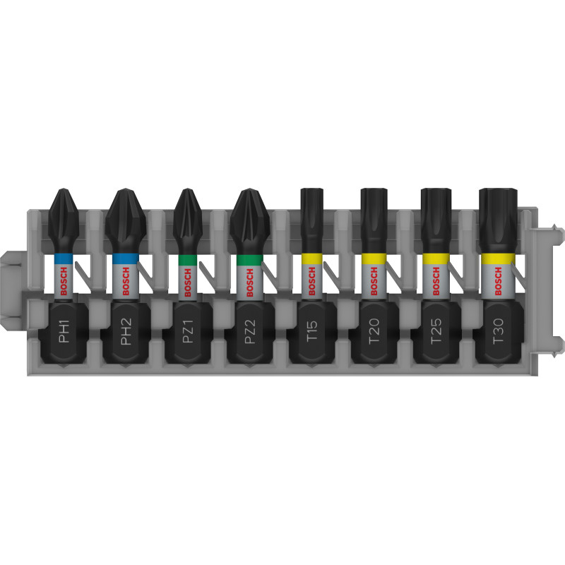 8 Embouts de vissage PRO Impact PH1 PH2 PZ1 PZ2 T15 T20 T25 T30 25 mm x8