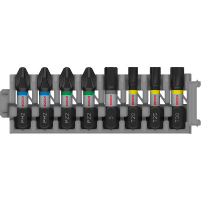 8 Embouts de vissage PRO Impact PH2(x2) PZ2(x2) H5 T20 T25 T30 25 mm