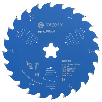 Lame scie circulaire EXPERT Bois 190x Fastfix x2,4 mm 24D