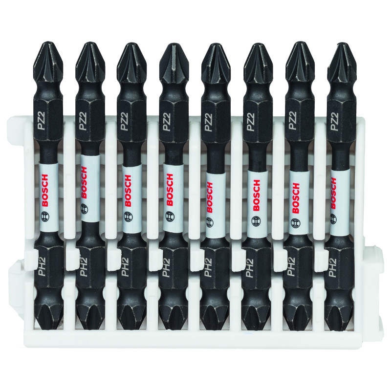 Kit 8 Embouts de vissage qualité Impact double tête 8xPH2-PZ2 65 mm x8