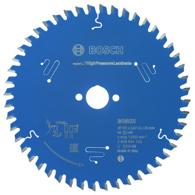 Lame scie circulaire EXPERT Panneaux Stratifiés Hte Pression 165 x20 x2,6 mm 48D
