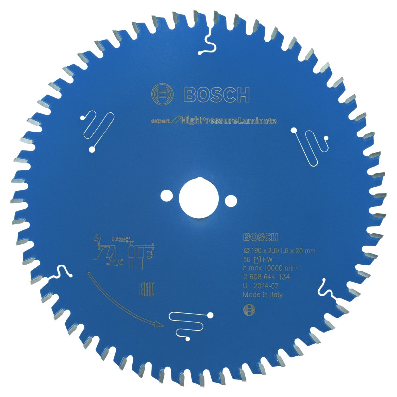 Lame scie circulaire EXPERT Panneaux Stratifiés Hte Pression 190 x20 x2,6 mm 56D