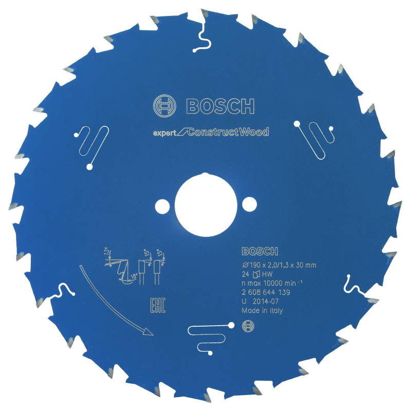 Lame scie circulaire EXPERT Bois de construction 190 x30 x2,0 mm 24D