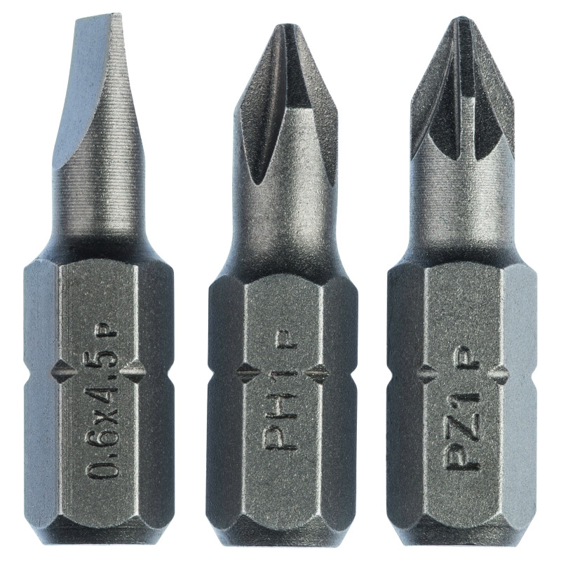 SET 3 EMBOUTS PLAT0,6/PH1/PZ1 25 mm