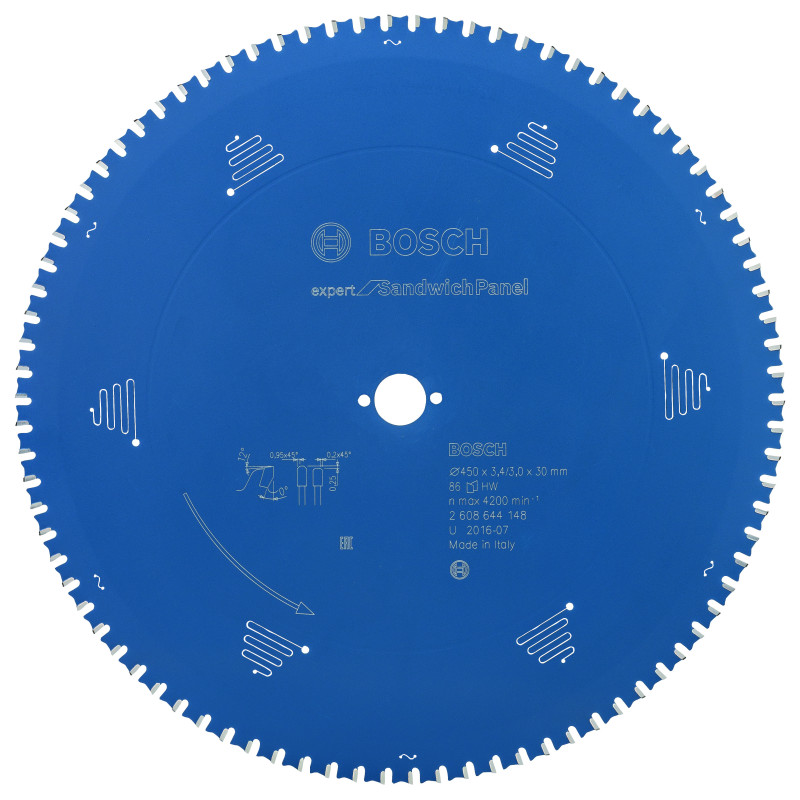 Lame scie circulaire EXPERT Panneaux Sandwich 450 x30 x3,4 mm 86D