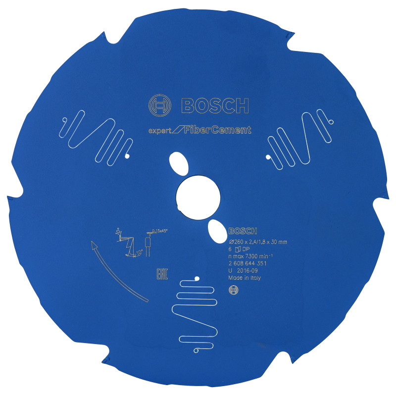 Lame scie circulaire EXPERT Fibrociment 260 x30 x2,4 mm 6D