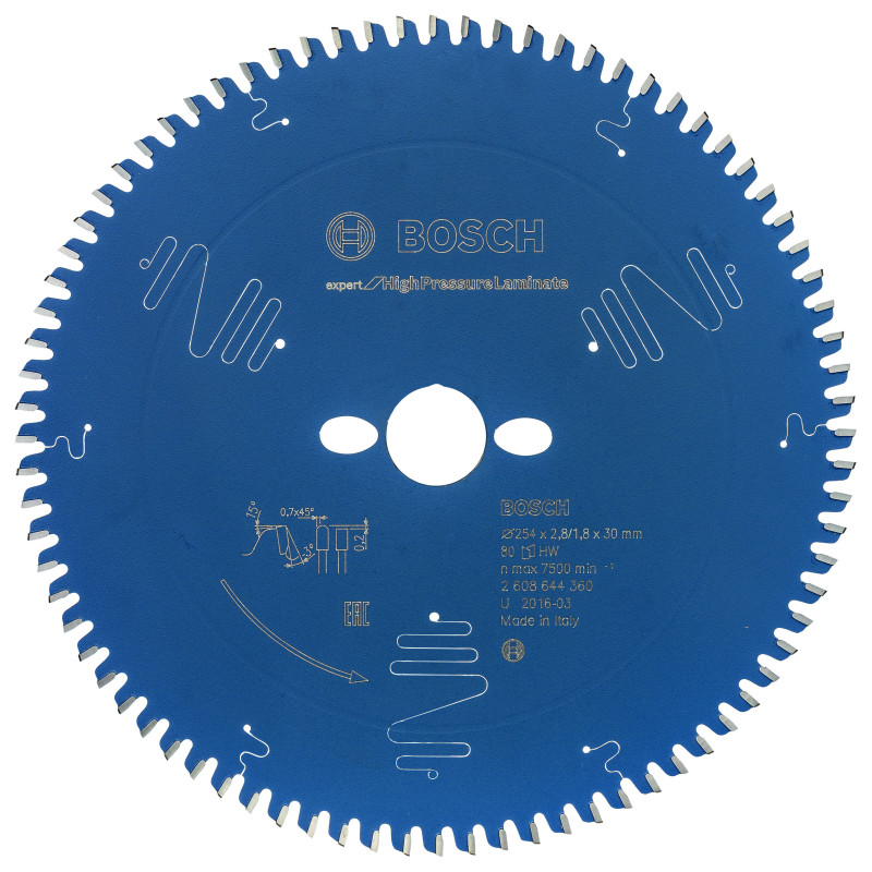 Lame scie circulaire EXPERT Panneaux Stratifiés Hte Pression 254 x30 x2,8 mm 80D