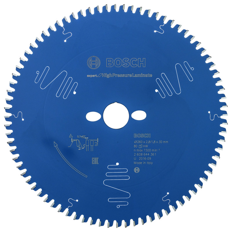 Lame scie circulaire EXPERT Panneaux Stratifiés Hte Pression 260 x30 x2,8 mm 80D