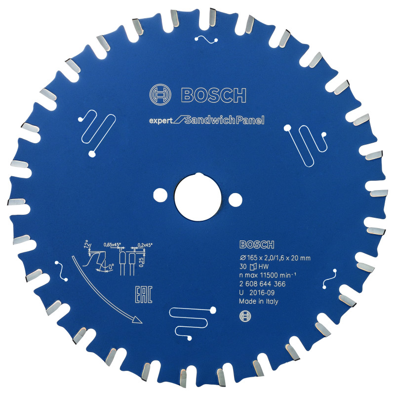 Lame scie circulaire EXPERT Panneaux Sandwich 165 x20 x2,0 mm 30D