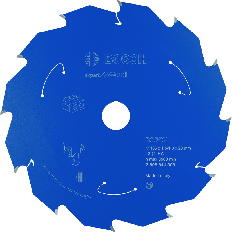 Lame scie circulaire Sans-fil EXPERT Bois 165 x20 x1,45 mm 12D