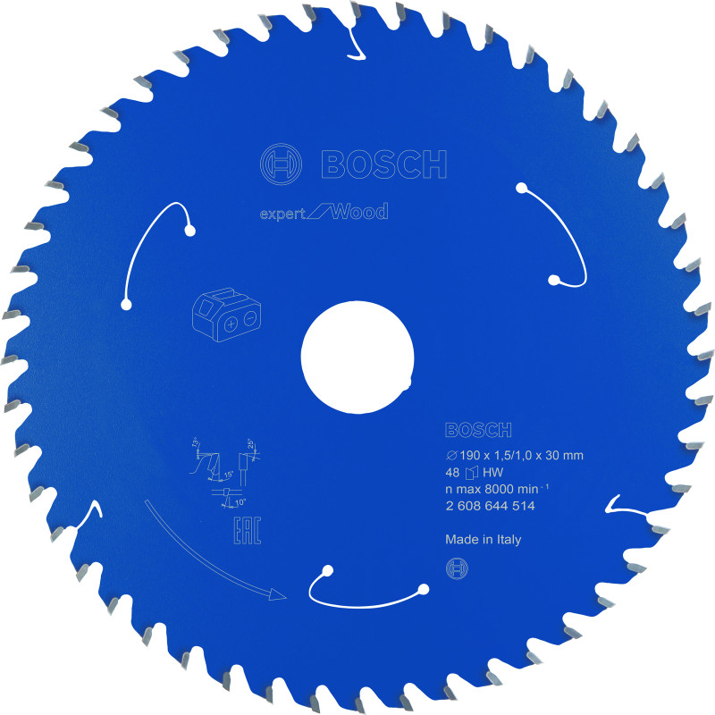 Lame scie circulaire Sans-fil EXPERT Bois 190 x30 x1,45 mm 48D