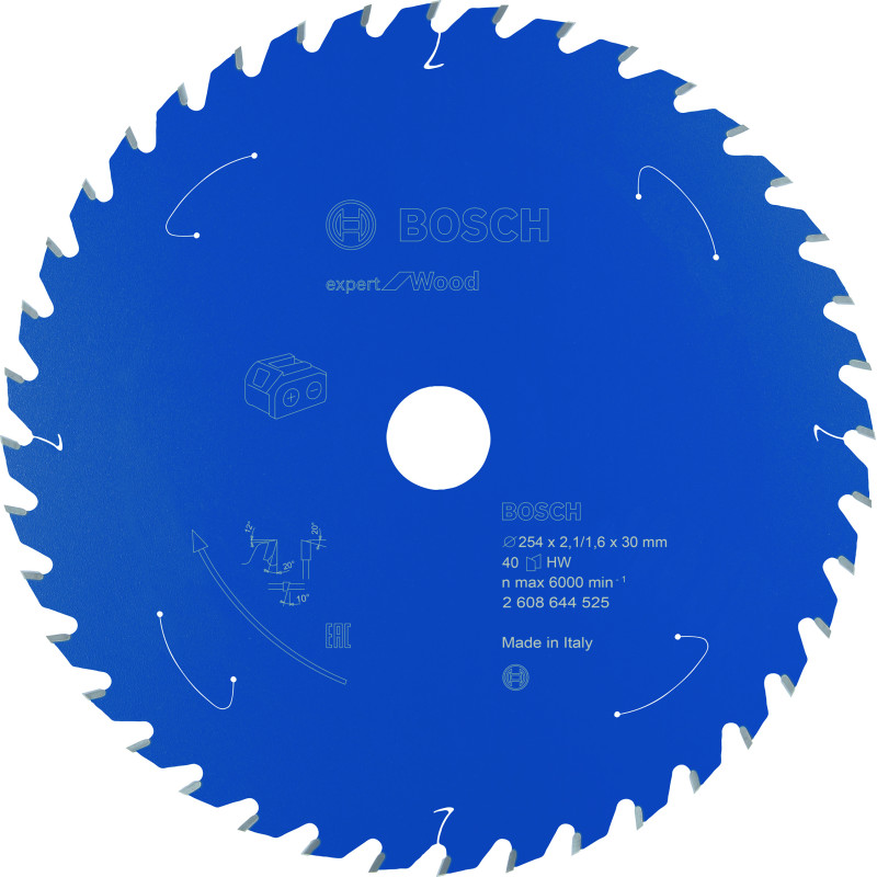 Lame scie circulaire Sans-fil EXPERT Bois 254 x30 x2,1 mm 40D